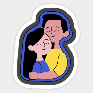 Cute hugging couple sticker Sticker